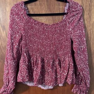 URBAN Romantics Red Smocked Ruffled Blouse